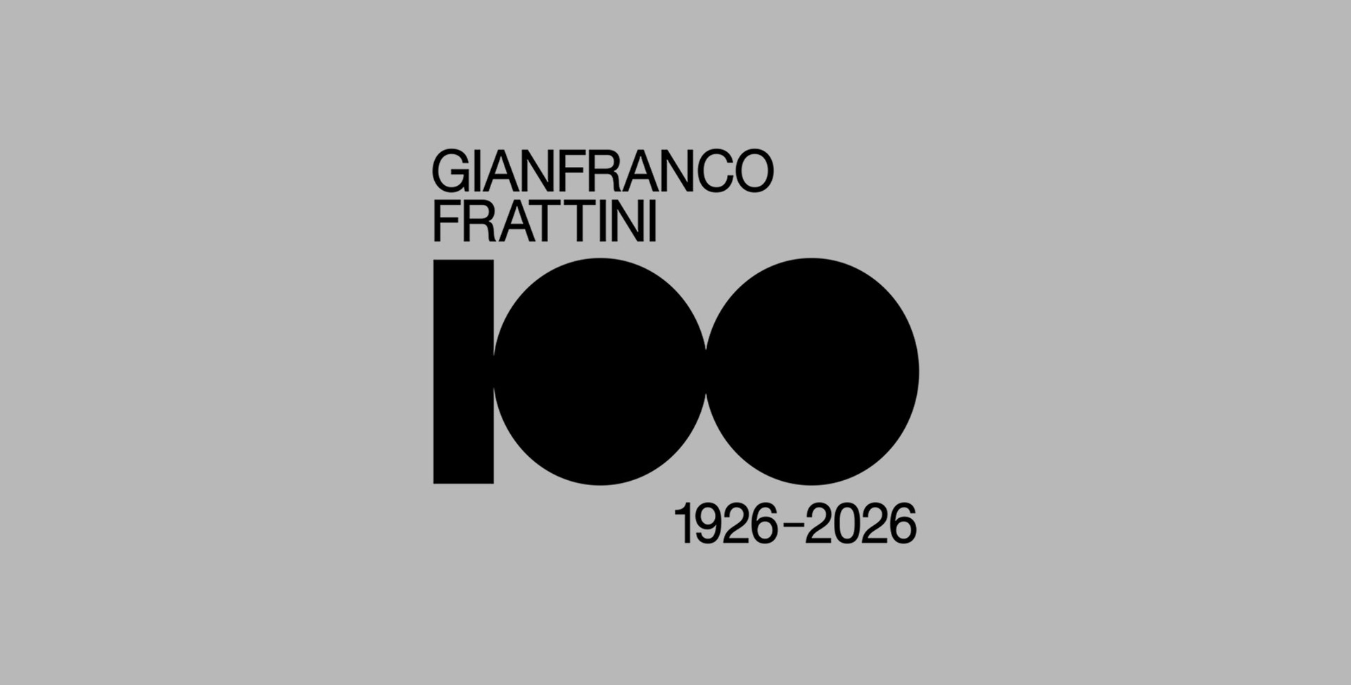 Official banner of the exhibition dedicated to Gianfranco Frattini on the occasion of his centenary.