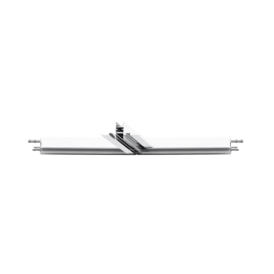 Artemide A.24 Magnetic Track: slim horizontal chrome bar with central magnetic connector for modular lighting system