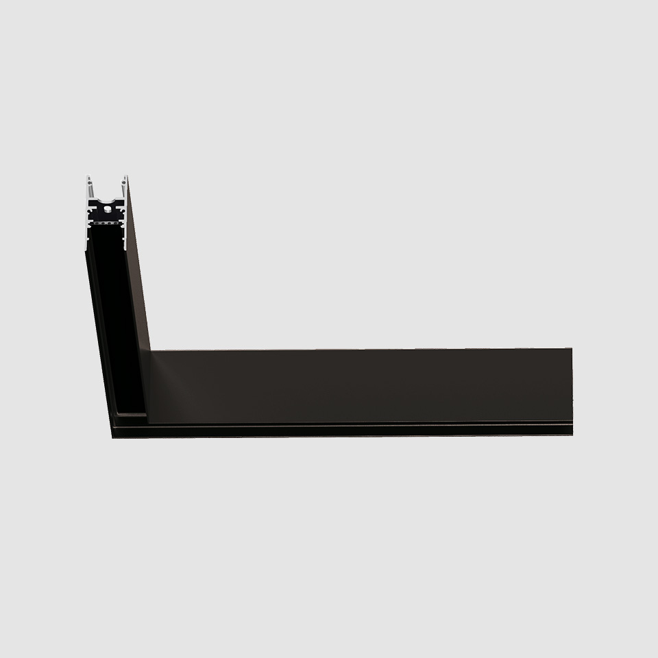 Artemide A.24 Emissione Sharping black recessed linear lighting profile, L-shaped aluminum extrusion for ceiling installation