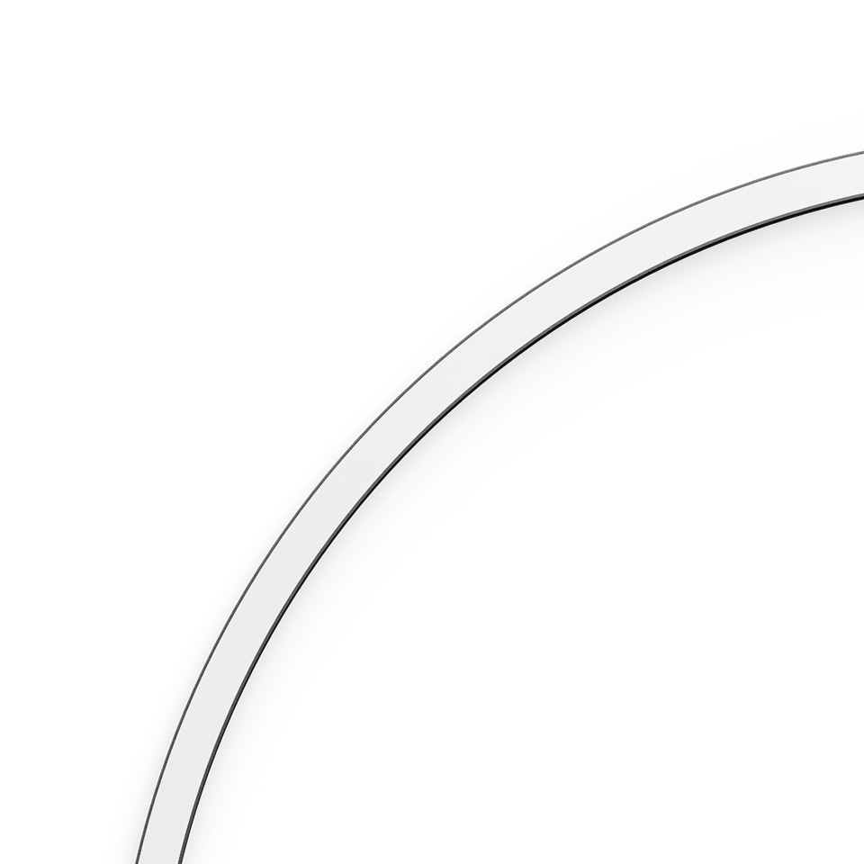 Artemide A.24 Diffused Emission circular LED fixture, showing a sleek curved white ring segment with minimal profile