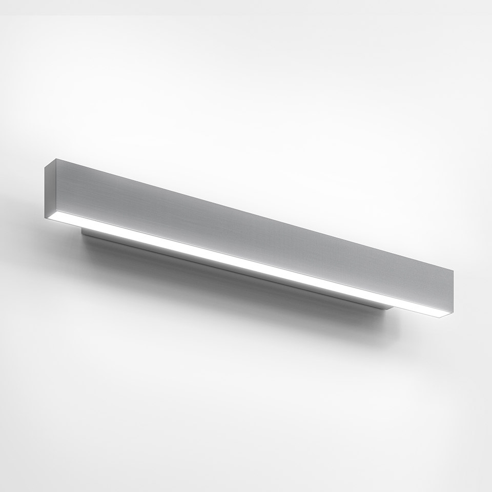 Artemide A.24 Parete wall lamp: sleek horizontal aluminum bar with integrated LED strip emitting downward light