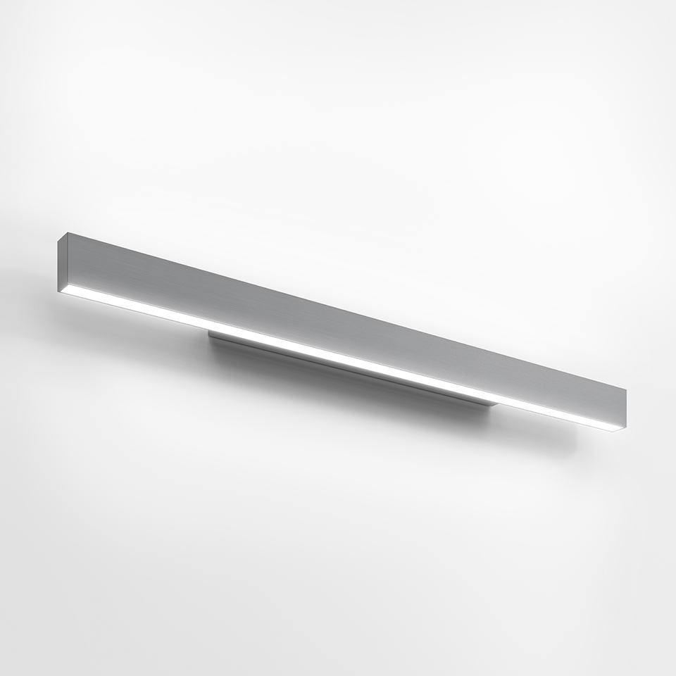 Artemide A.24 Parete wall lamp: slim horizontal aluminum bar with integrated LED strip emitting light on both sides