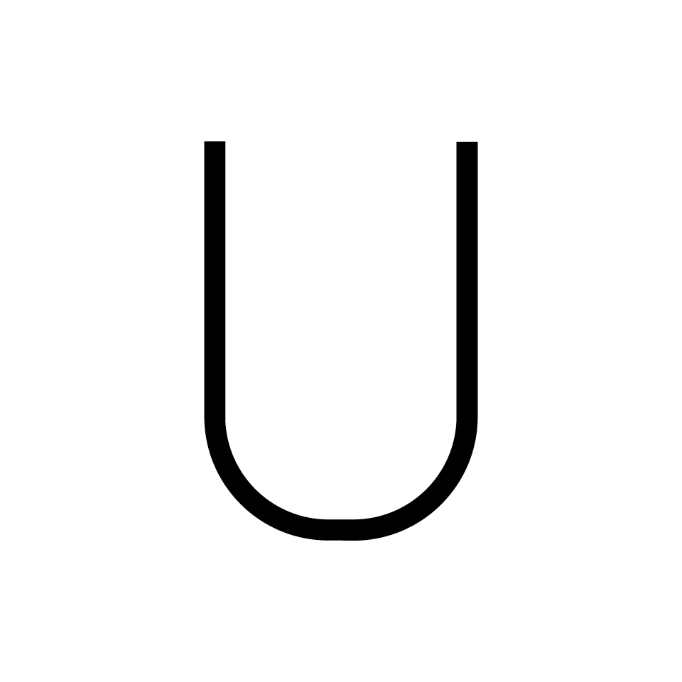 Artemide Alphabet of Light Mini: uppercase letter U in black, designed for modular luminous installations