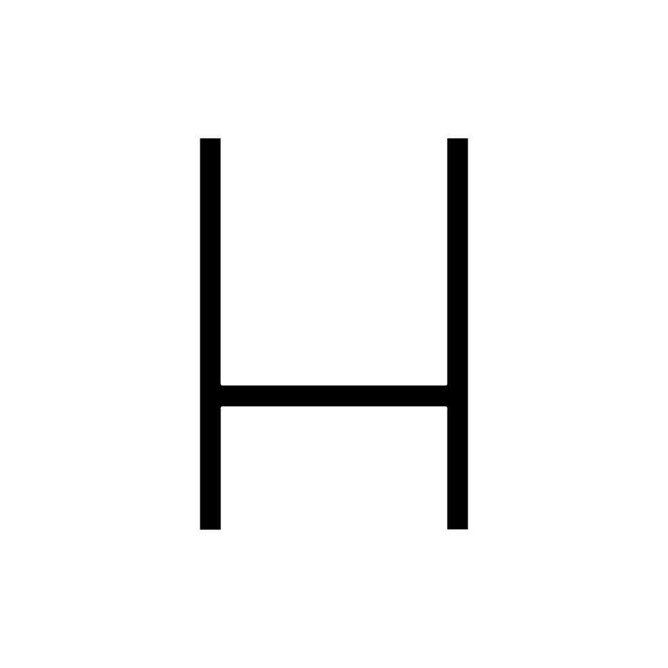 Artemide Alphabet of Light Mini: uppercase letter H in black, formed by two vertical bars connected by a horizontal crossbar