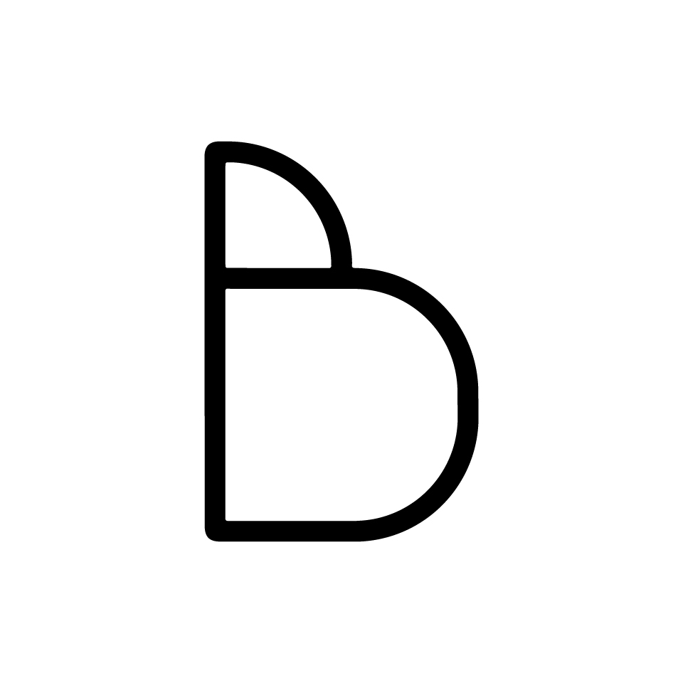 Artemide Alphabet of Light Mini: lowercase letter 'b' rendered in minimalist black outline style on white background