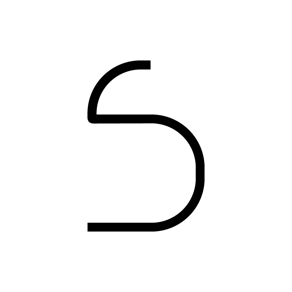 Artemide Alphabet of Light: uppercase letter S, rendered in minimalist black outline on white background