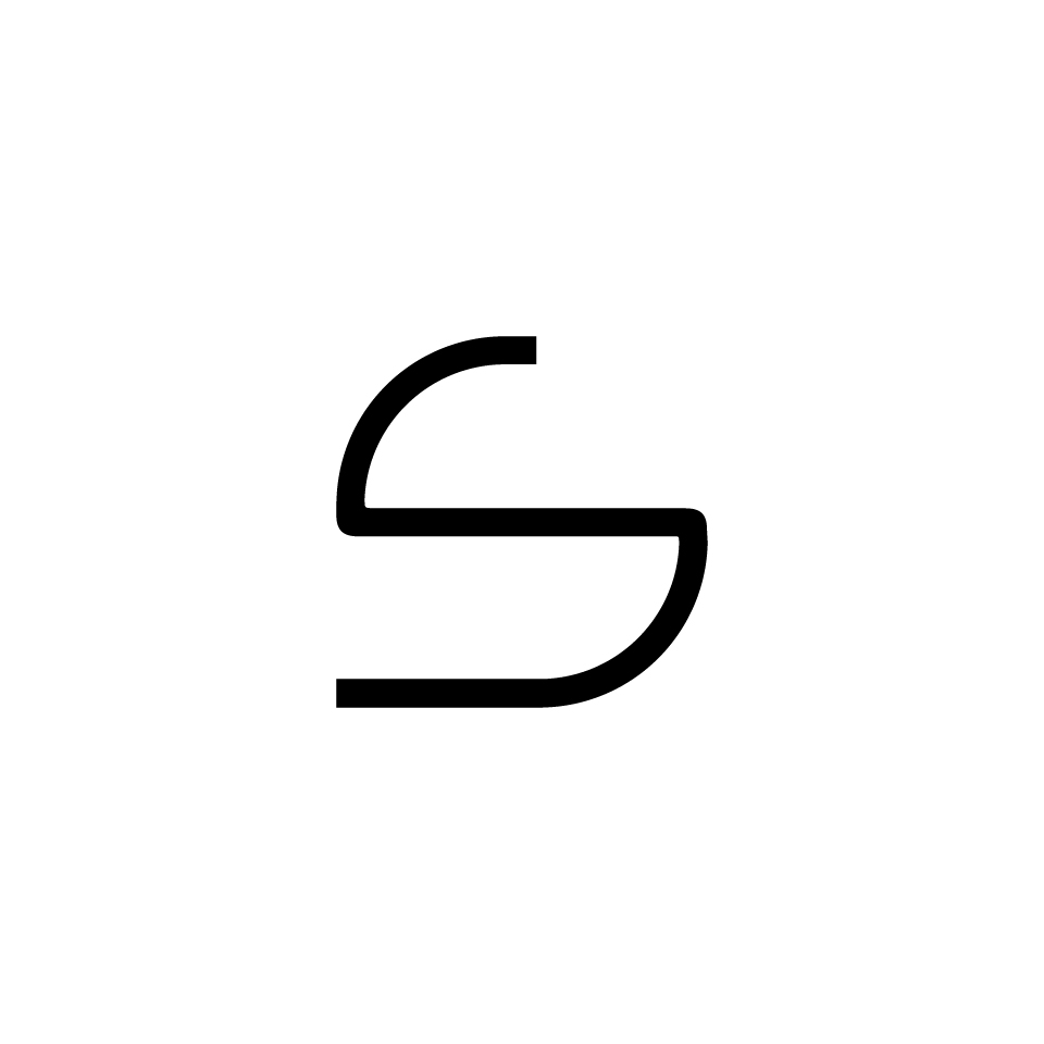 Artemide Alphabet of Light: uppercase letter S, rendered in minimalist black outline on white background