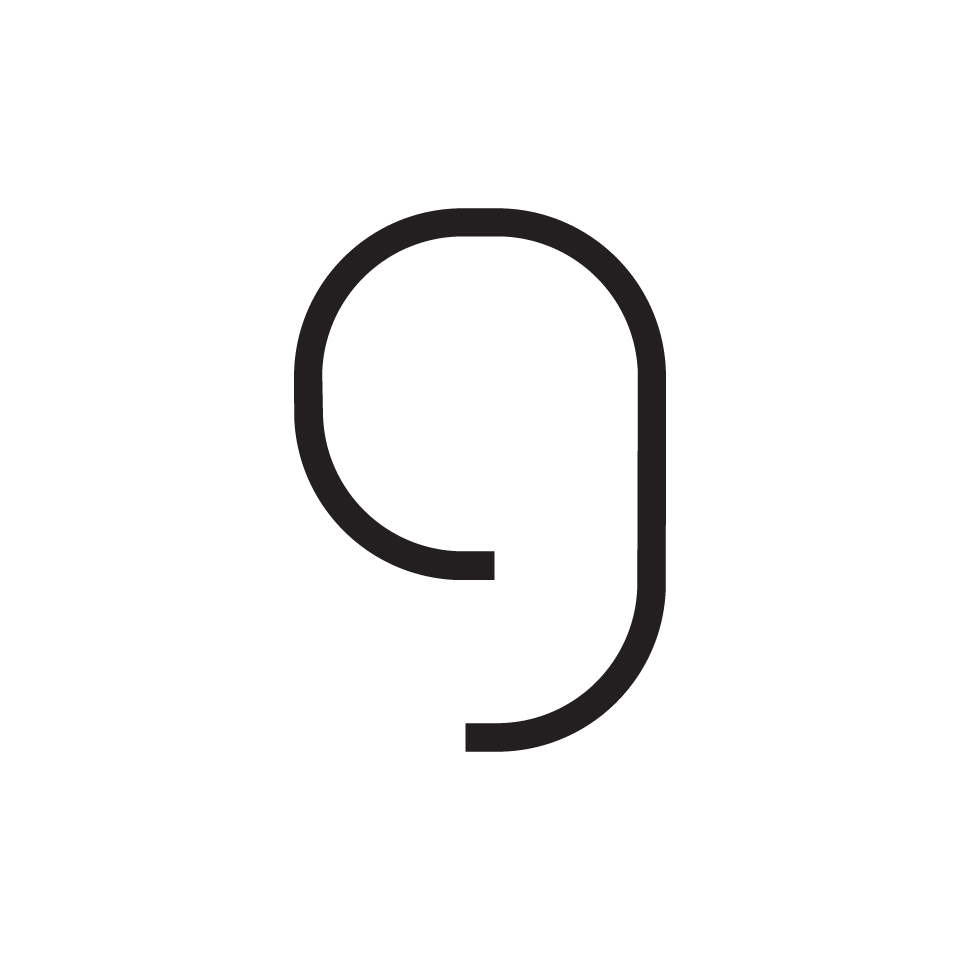 Artemide Alphabet of Light: lowercase letter 'g' in minimalist black outline design on white background