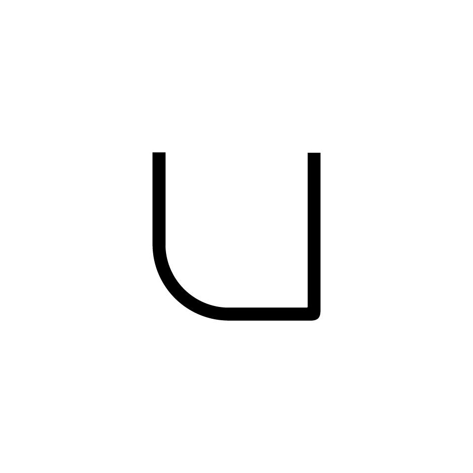 Artemide Alphabet of Light: lowercase letter 'u' rendered in bold black lines on white background
