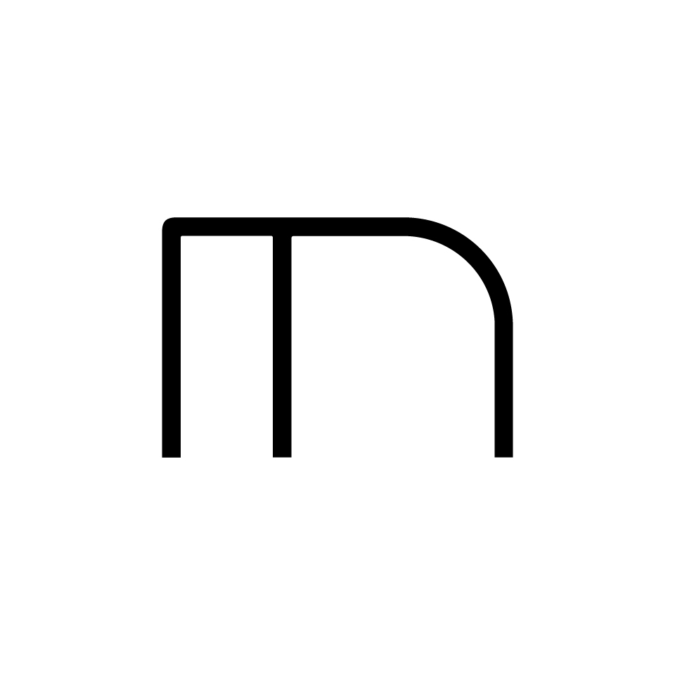 Artemide logo: stylized lowercase letter 'm' in black, with clean geometric lines and a rounded right arch