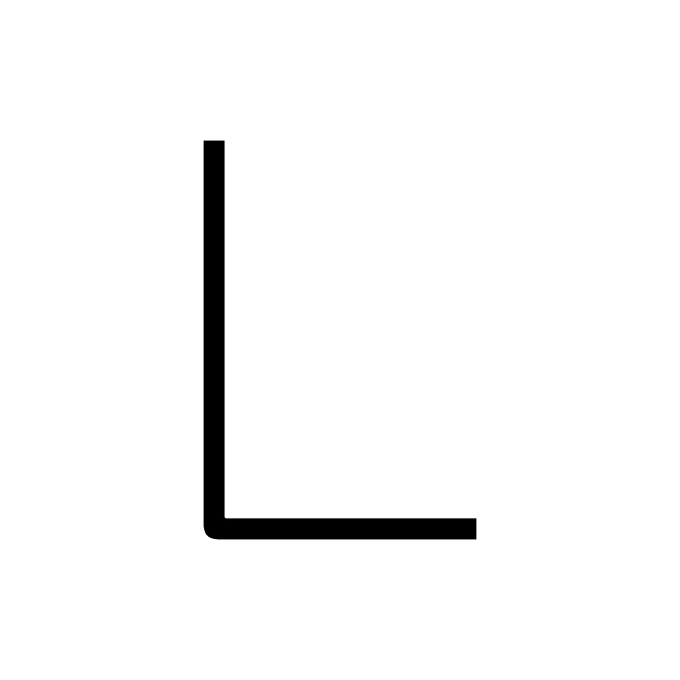 Artemide Alphabet of Light: uppercase letter L shape in black, formed by vertical and horizontal linear light modules.