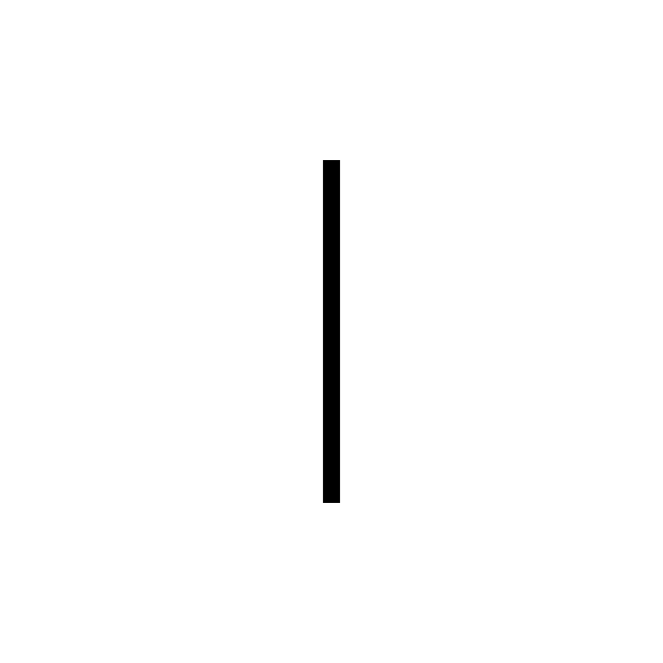 Artemide Alphabet of Light: uppercase letter I, rendered as a single vertical black line on white background