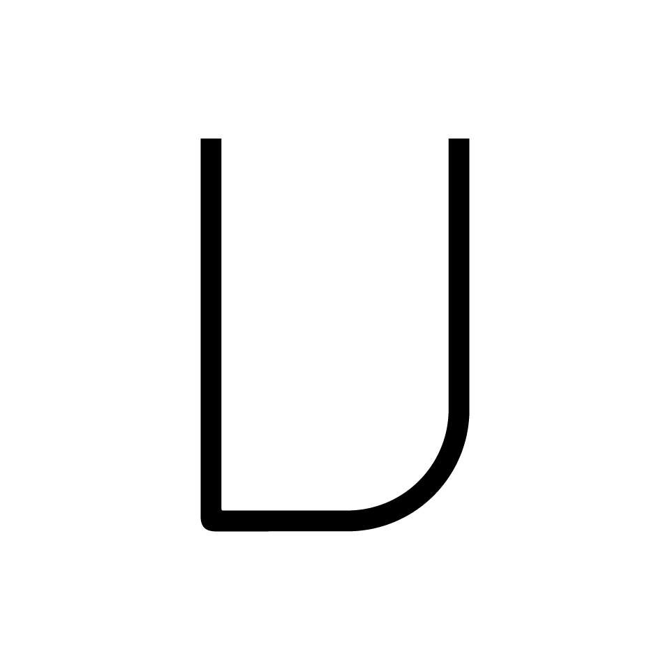 Artemide Alphabet of Light: uppercase letter U, rendered in minimalist black line design on white background