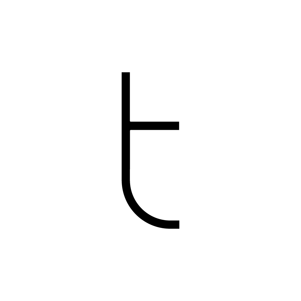 Artemide Alphabet of Light: lowercase letter 't' in minimalist black design for modular lighting composition