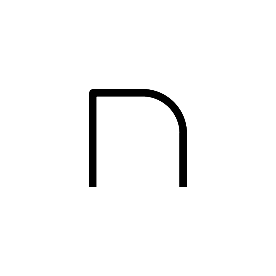 Artemide Alphabet of Light: lowercase letter 'n' in minimalist black outline design for modular lighting installation
