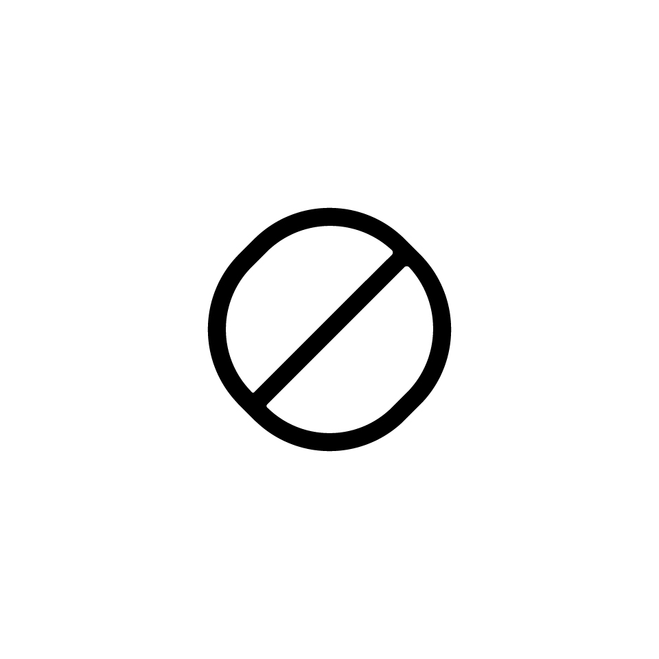 Prohibition symbol icon: circle with diagonal line, representing the letter or character from Artemide Alphabet of Light collection