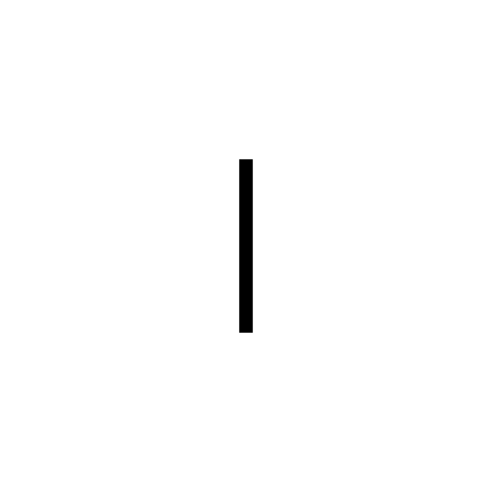 Artemide Alphabet of Light: uppercase letter I, a minimalist vertical bar in black on white background