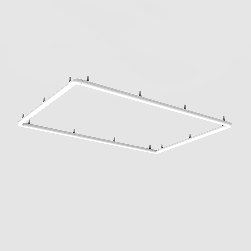 Artemide Alphabet of Light rectangular recessed ceiling lamp, white LED light frame with mounting brackets