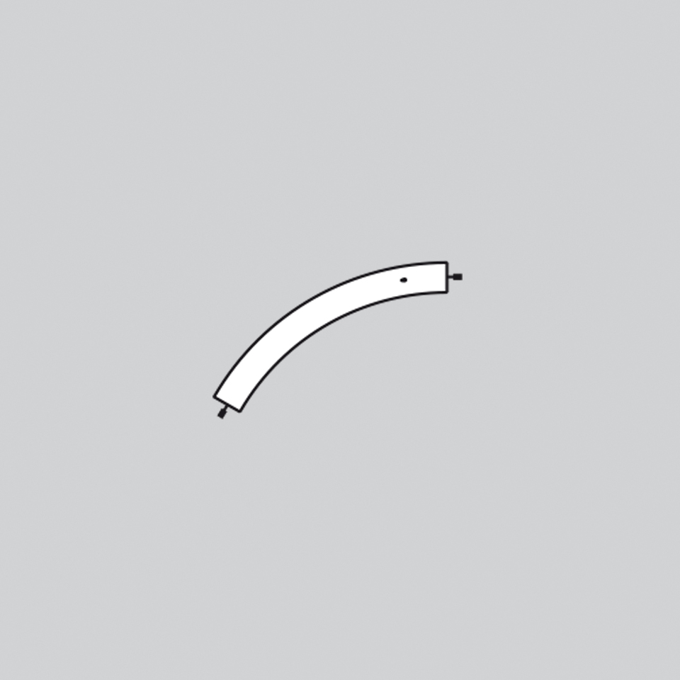 Curved arc-shaped connector element for Artemide Alphabet of Light modular system, white finish, with two end connectors