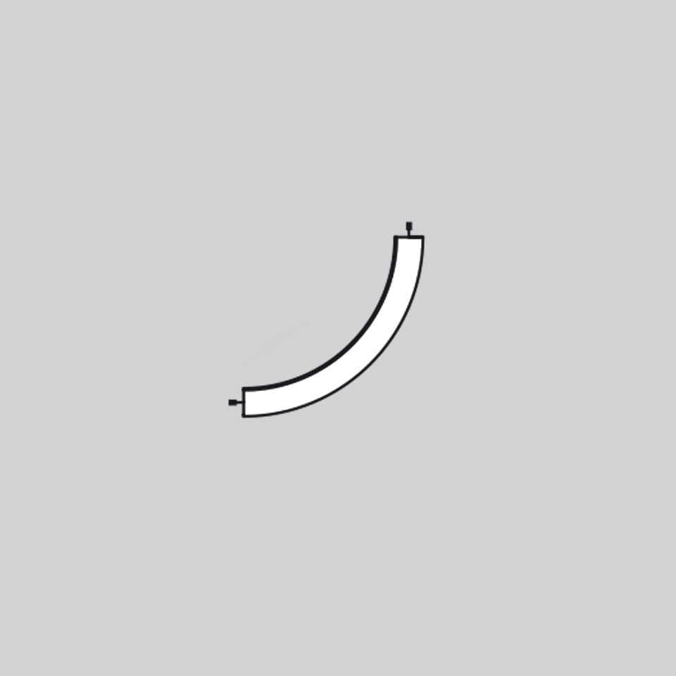 Artemide Alphabet of Light System: curved arc-shaped white light module, quarter-circle configuration for modular installation