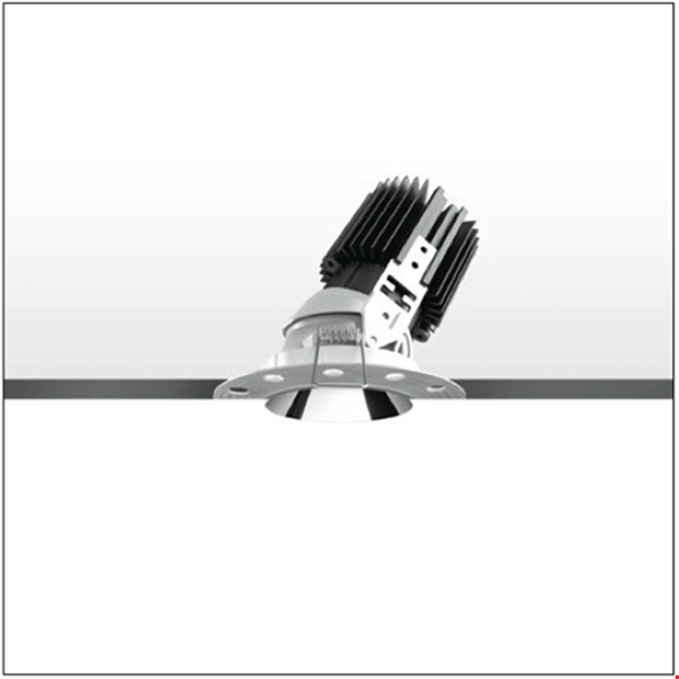 Artemide Everything 105 Trimless recessed spotlight with adjustable black heat-sink module and white circular flush ceiling mount