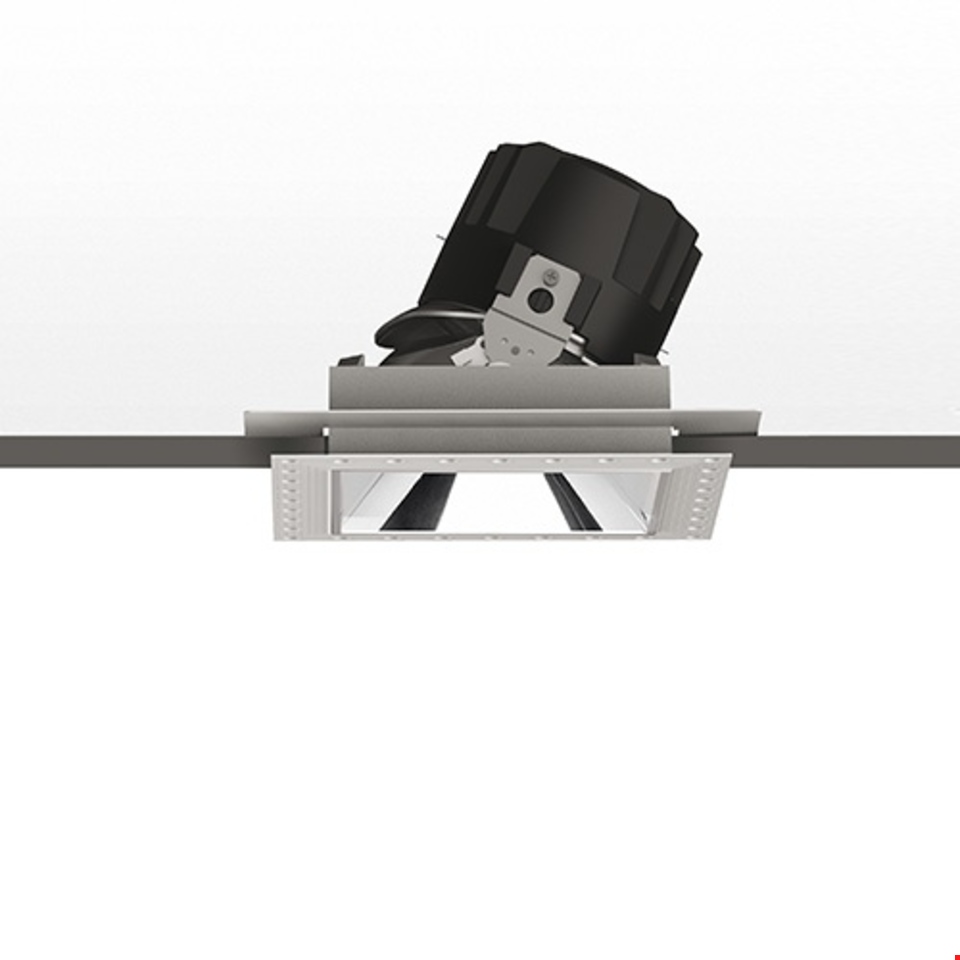 Artemide Everything 150 Trimless recessed ceiling spotlight, square white frame, adjustable black LED module, side view