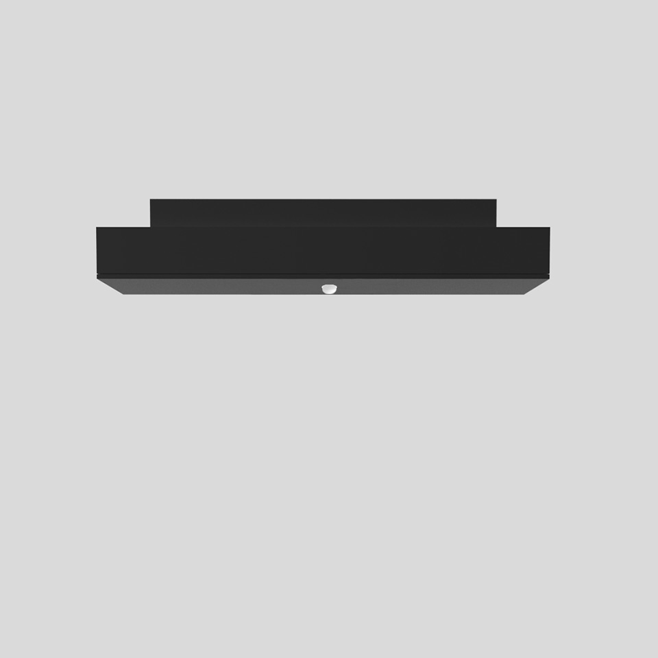 Artemide Hoy System: rectangular black ceiling-mounted canopy with a single downward-facing LED light point