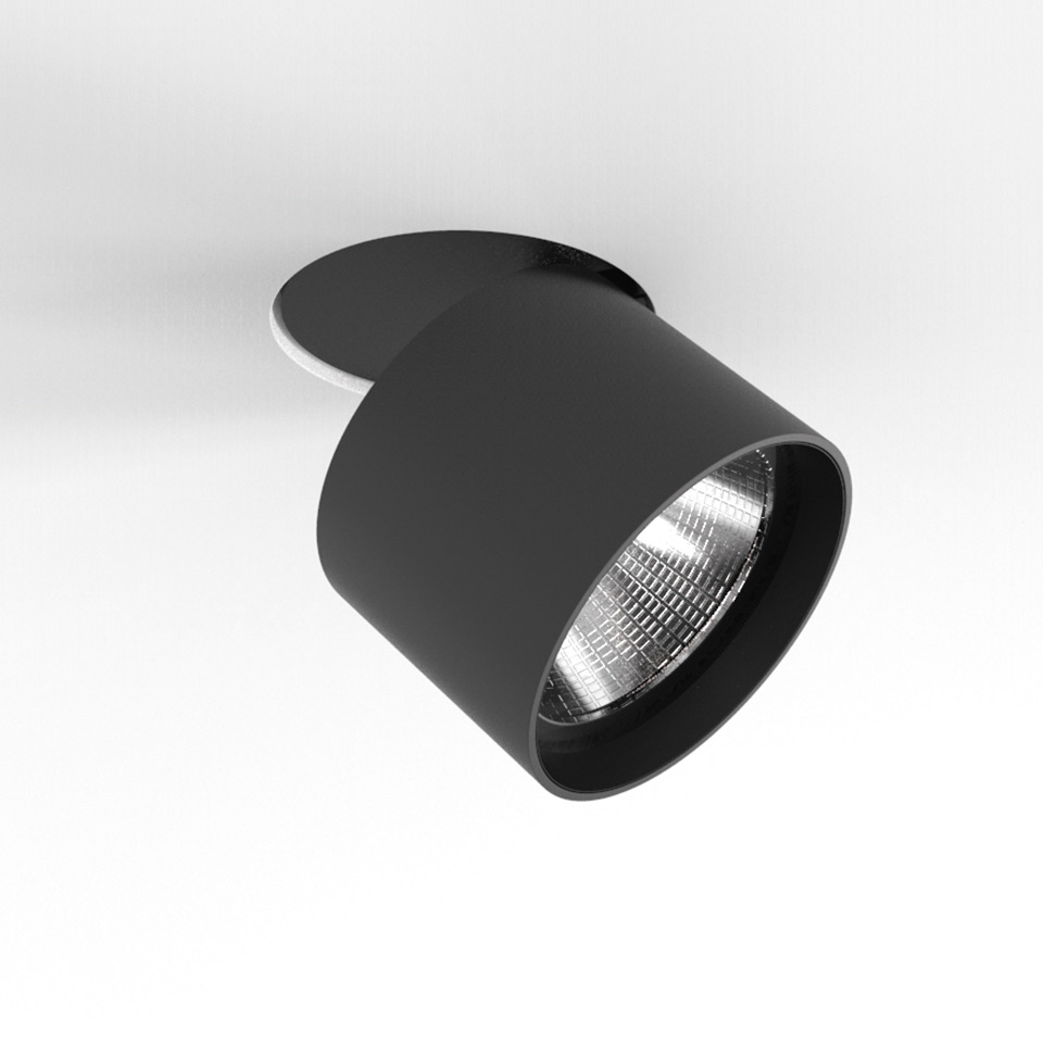 Artemide Hoy Spot recessed ceiling spotlight in matte black, cylindrical body with adjustable tilt and LED lens - 2