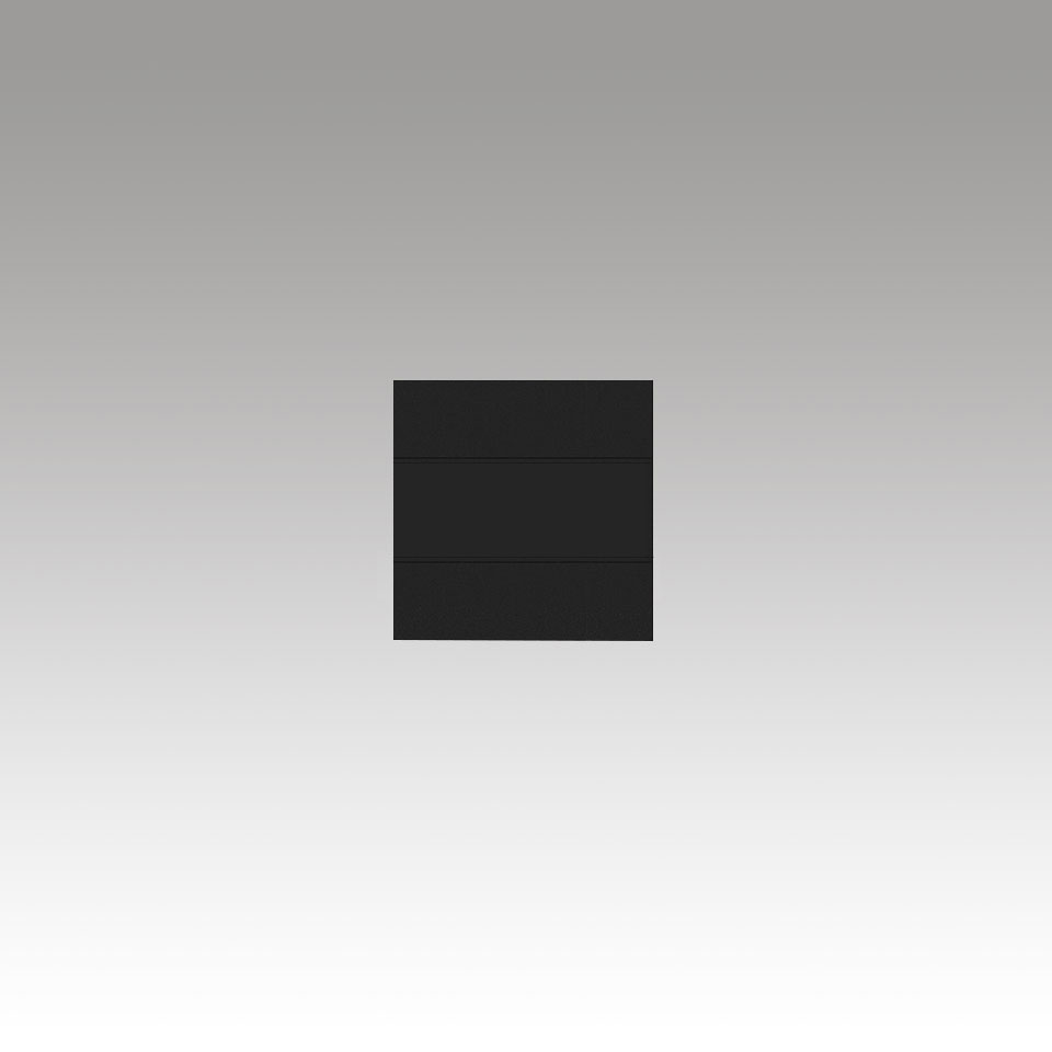 Katà Métron wall light by Artemide: compact square black fixture with three horizontal LED emission lines