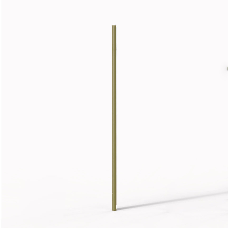 Artemide Needoo floor lamp: slim tall vertical pole in olive gold finish, minimalist design