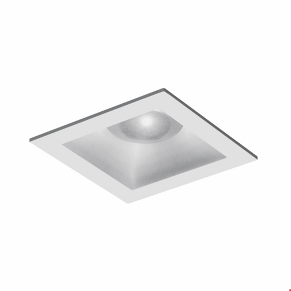 Artemide Parabola 80 square recessed ceiling spotlight in white finish with frosted glass lens and parabolic reflector