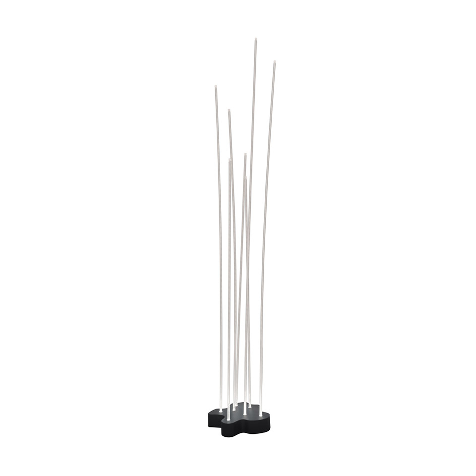 Artemide Reeds Outdoor floor lamp: multiple slender white fiber optic rods rising from a dark star-shaped base