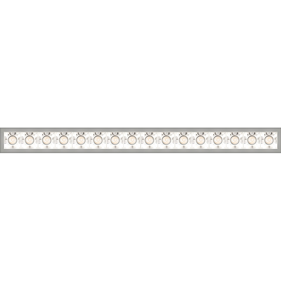 Artemide Sharp Refractive Emission: elongated LED light bar with multiple circular lenses in a slim silver aluminum profile - 2
