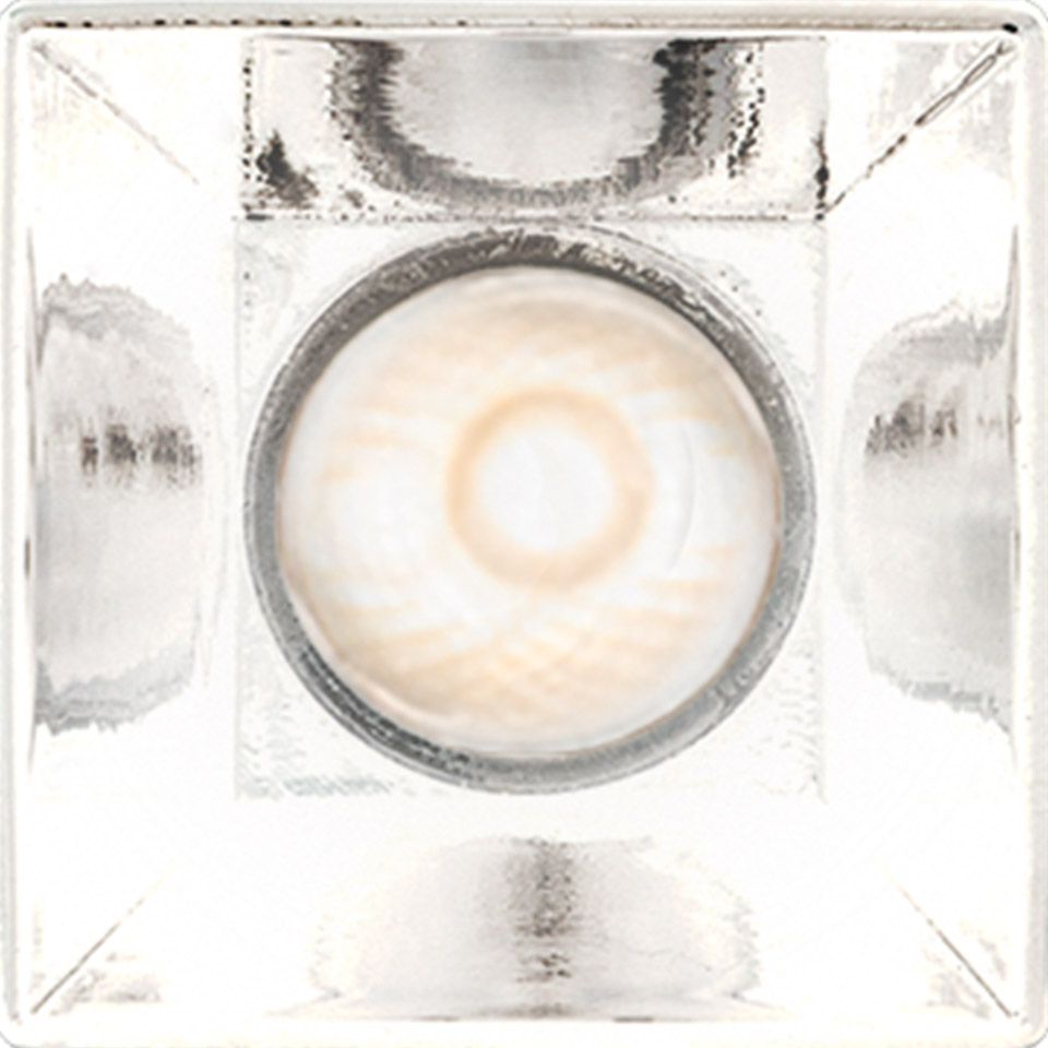 Artemide Sharp recessed spotlight, square chrome frame with central circular LED diffuser emitting warm white light - 2