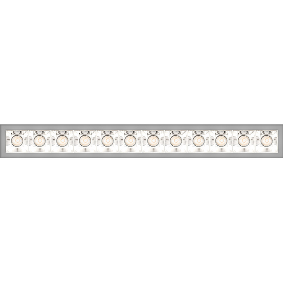 Artemide Sharp Refractive Emission: elongated rectangular LED bar with multiple circular lenses in a slim gray aluminum frame - 2