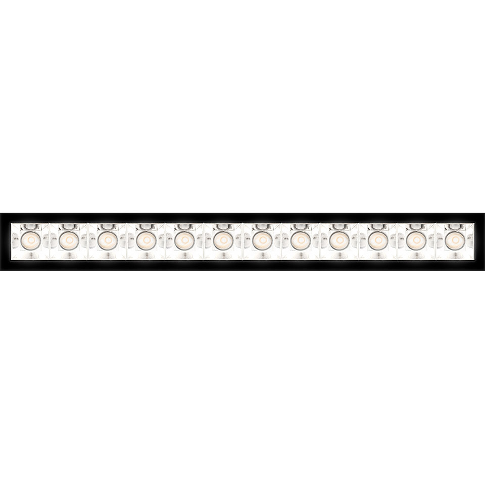 Artemide Sharp recessed linear LED bar with multiple round light sources in a slim black frame, designed for ceiling installation - 2