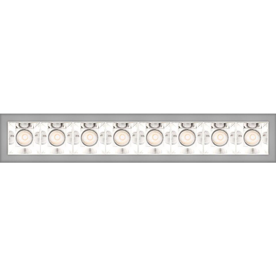 Artemide Sharp recessed ceiling light bar with eight adjustable LED spotlights in white chrome finish, designed for linear accent lighting - 2