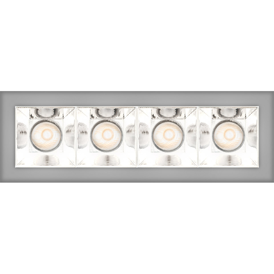 Artemide Sharp Refractive Emission: recessed linear fixture with four square LED modules featuring reflective faceted optics in white finish - 2