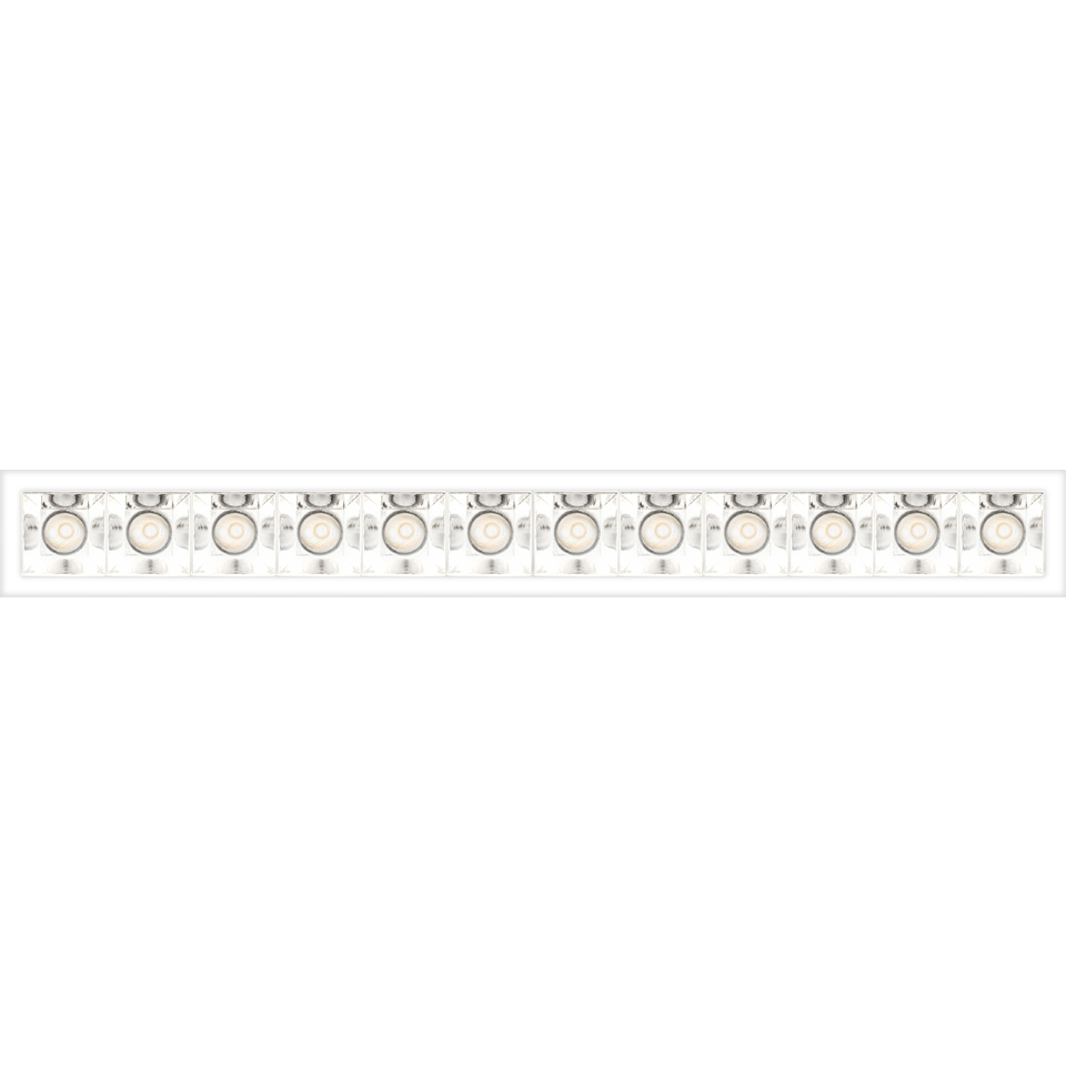 Artemide Sharp Refractive Emission LED strip module, white rectangular housing with a row of circular refractive lenses - 2