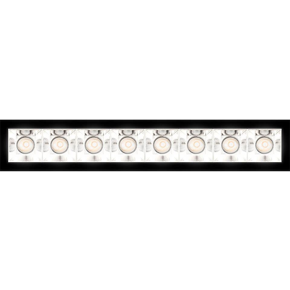 Artemide Sharp Refractive Emission recessed linear LED fixture with 8 adjustable spotlights in black rectangular frame - 2