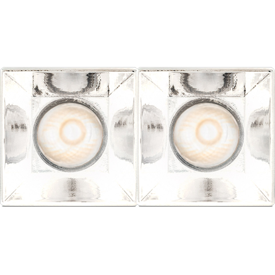 Artemide Sharp: two square recessed LED spotlights with polished reflectors and central circular light source - 2