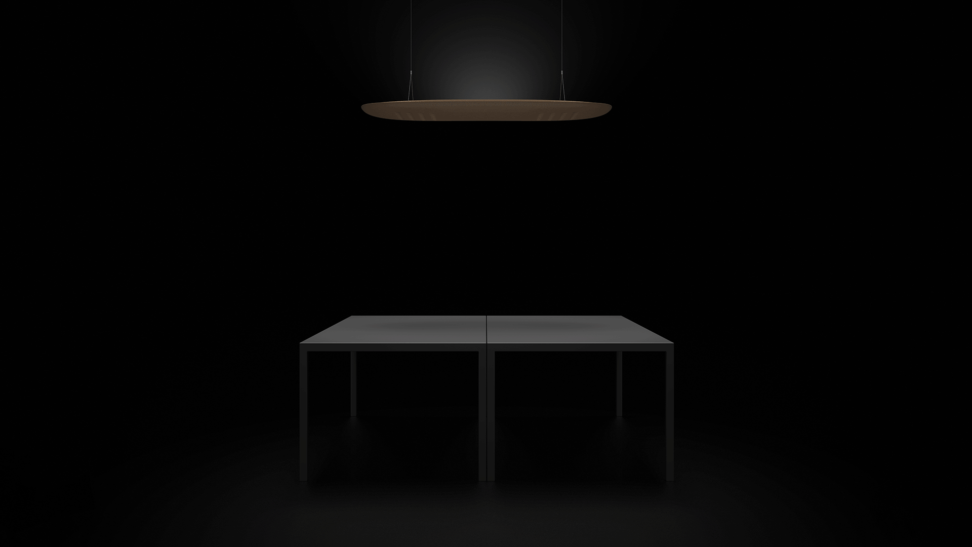 Artemide ALE.01 pendant lamps: large white curved disc shades with diamond-pattern LED arrays, suspended by thin black cables