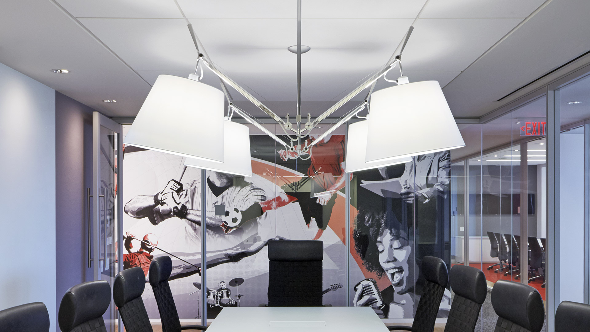 Artemide Tolomeo Basculante Sospensione Due Bracci: double pendant lamp with two adjustable arms and cream conical shades in aluminum