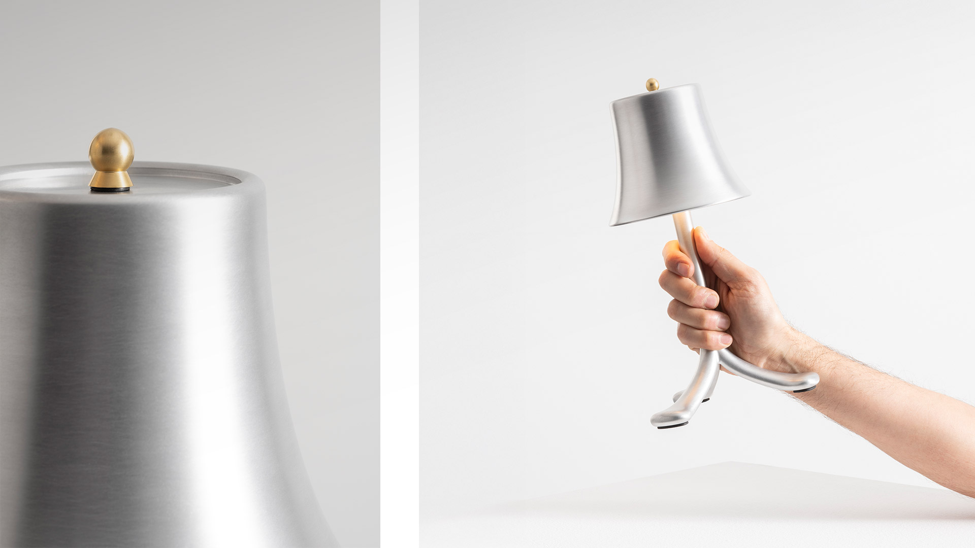 Artemide Trois Rois table lamp in deep red velvet-flocked finish, with tripod base and tapered shade, emitting soft downward light